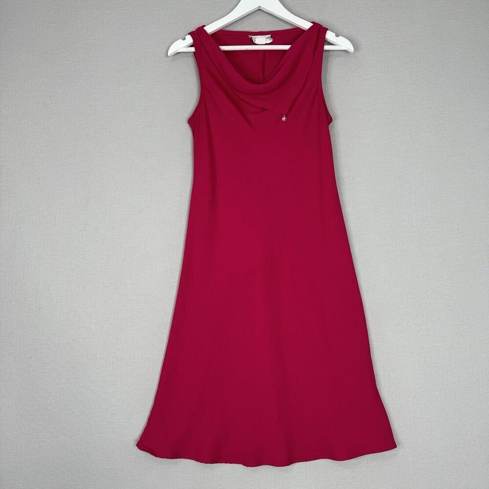 Vintage S.L. Fashions Womens Dress 12 Pink Rhinestine Cowl Crepe Fairy 90s Y2K